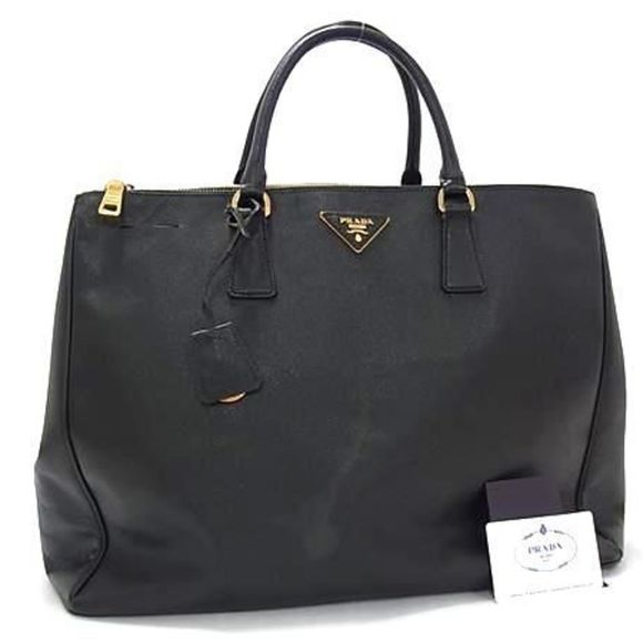 PRADA Black Leather Saffiano Tote Bag - Picture 1 of 9